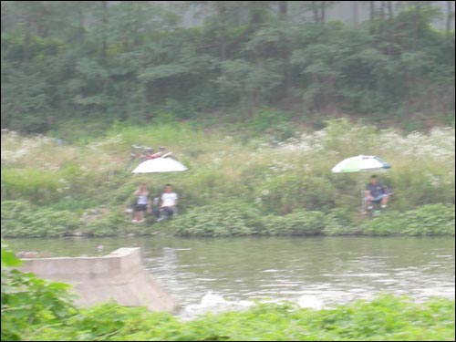 탄천변에서는 낚시가 금지되었으나, 낚시하는 사람들을 볼 수 있다. 